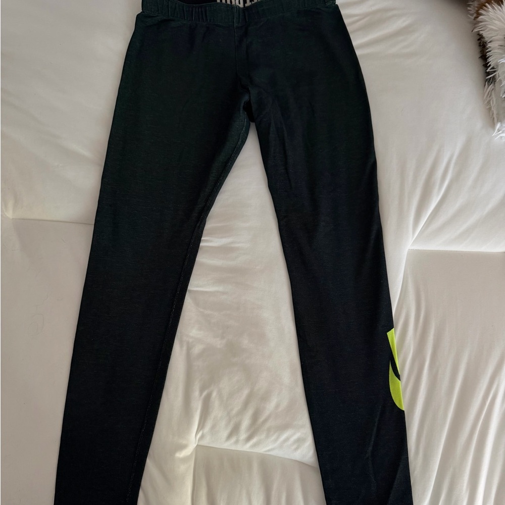Nike Black Leggings with Green Detail